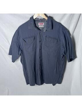 Wrangler Comfort Flex Faded Blue Short Sleeve Button Up Shirt Size XL Men’s EUC